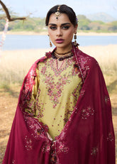 3-PC Unstitched Embroidered Luxury Lawn By Hussain Rehar | Minted